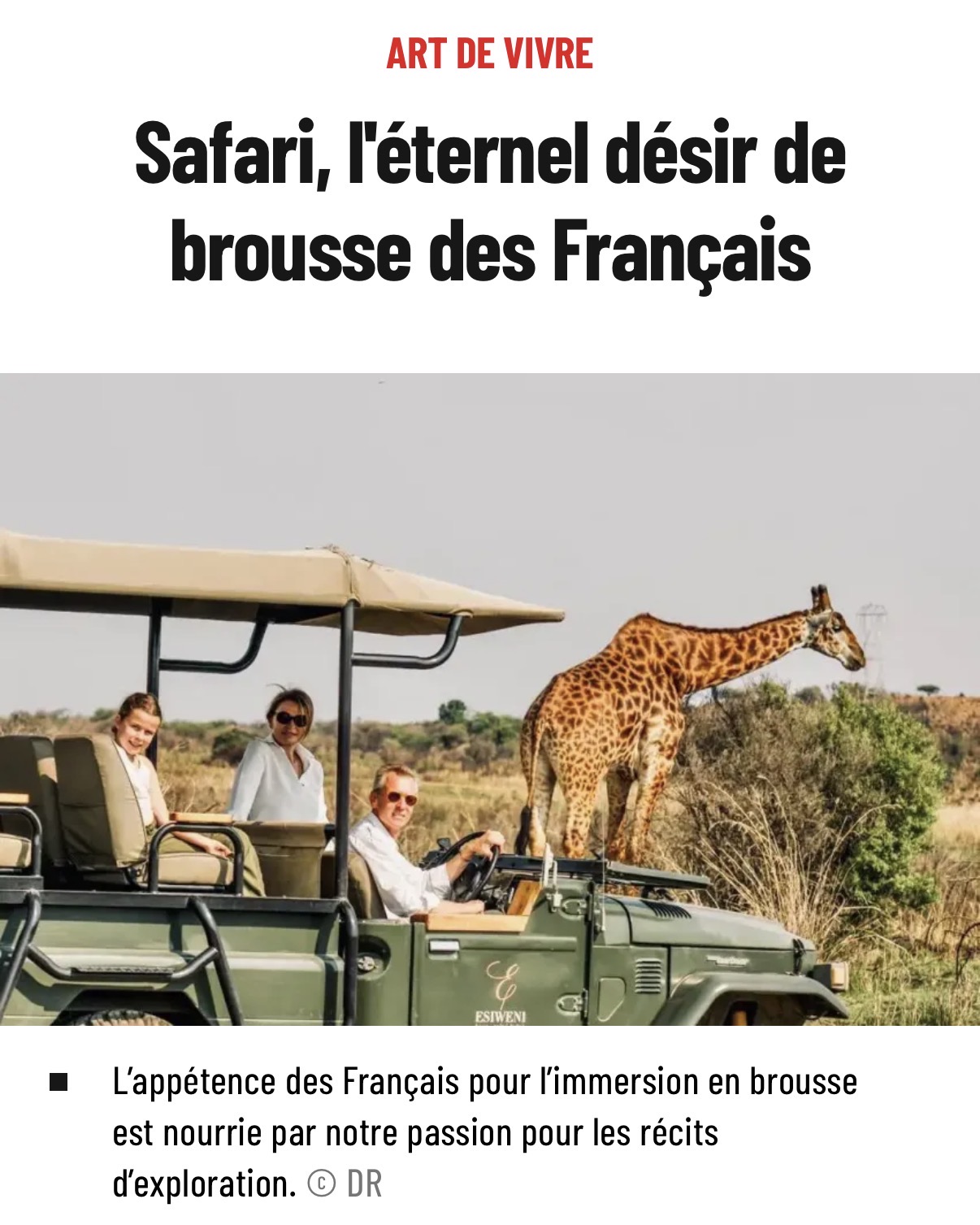 Paris Match features Esiweni: 5 cliff-edge suites in the malaria-free Nambiti Big Five reserve, Relais & Châteaux and 2 MICHELIN Guide Keys.